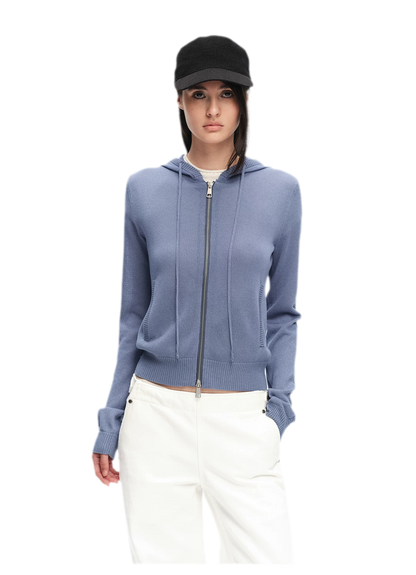 Viscose Honeycomb Hooded Cardigan
