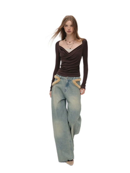Vintage Washed Wide-Leg Jeans