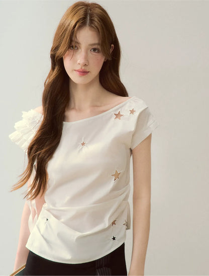 Star Embroidery Asym Shirt