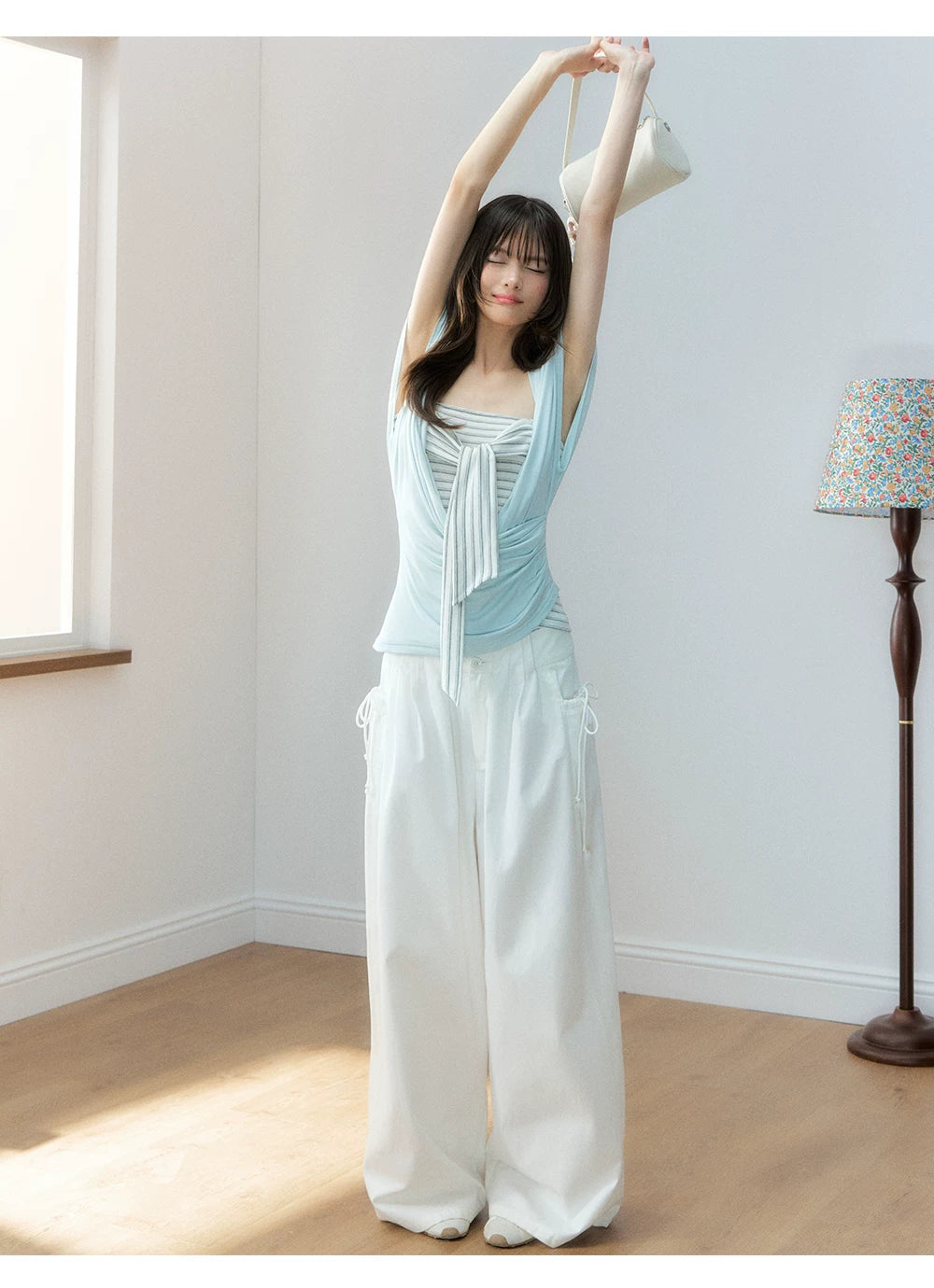 Original Lyocell Batwing Sleeve Top &amp; Bustier Set