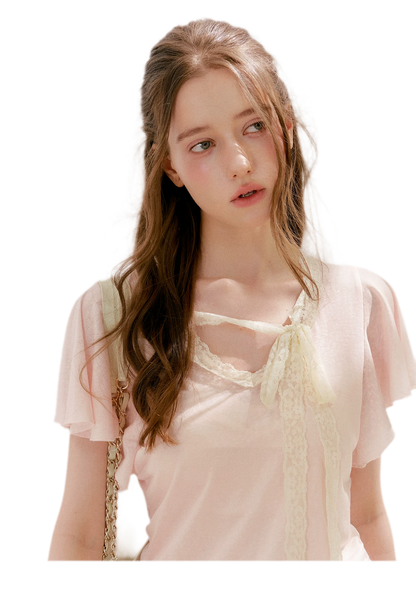 Snowflake Tencel Linen Lace T-shirt