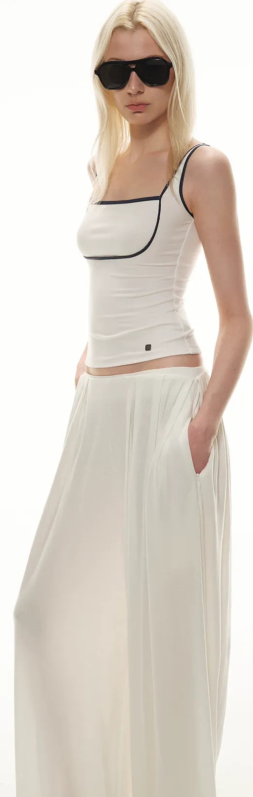 Tencel Blend Relaxed Wide-Leg Pants