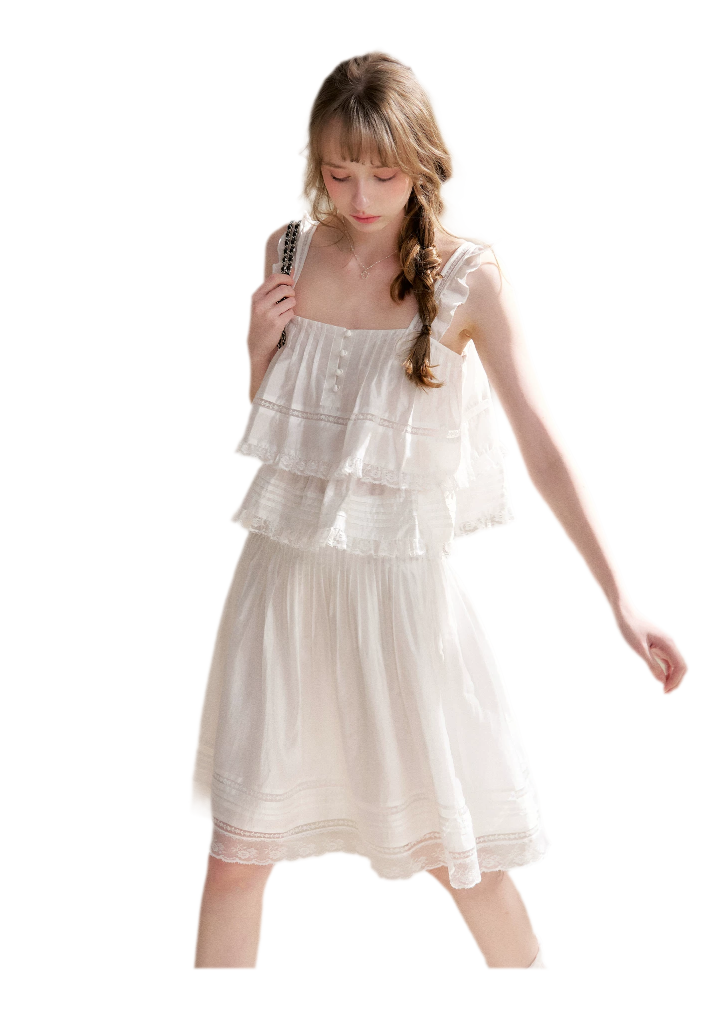 Lace Edge Camisole and Skirt Set