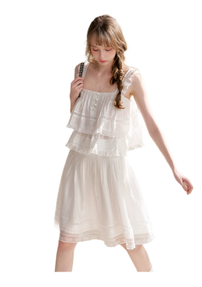 Lace Edge Camisole and Skirt Set
