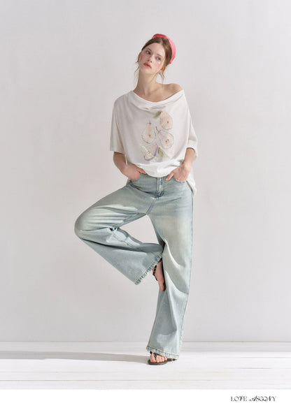 Starry Crystal Wide-Leg High-Waist Jeans