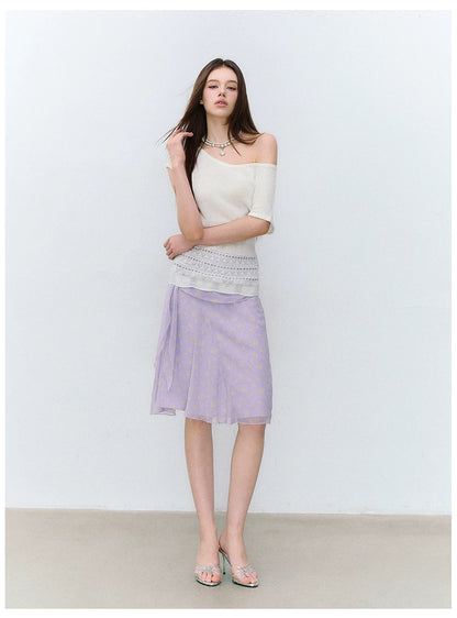 French Style Floral Chiffon Skirt