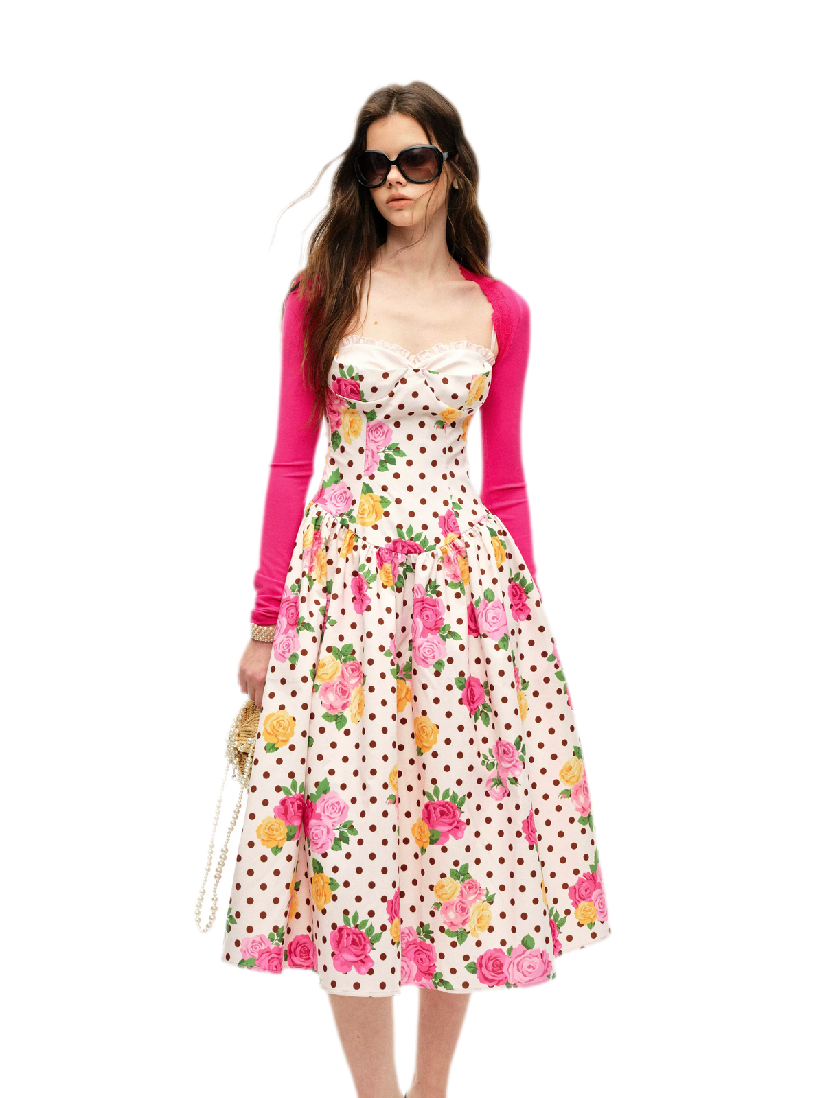 Lyocell Polka Dot Midi Dress