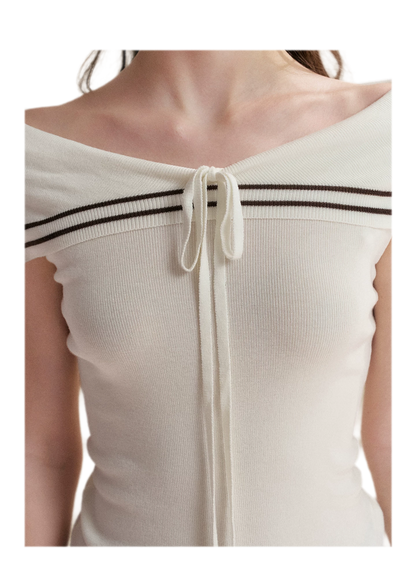 V-Neck Tie Knit Top