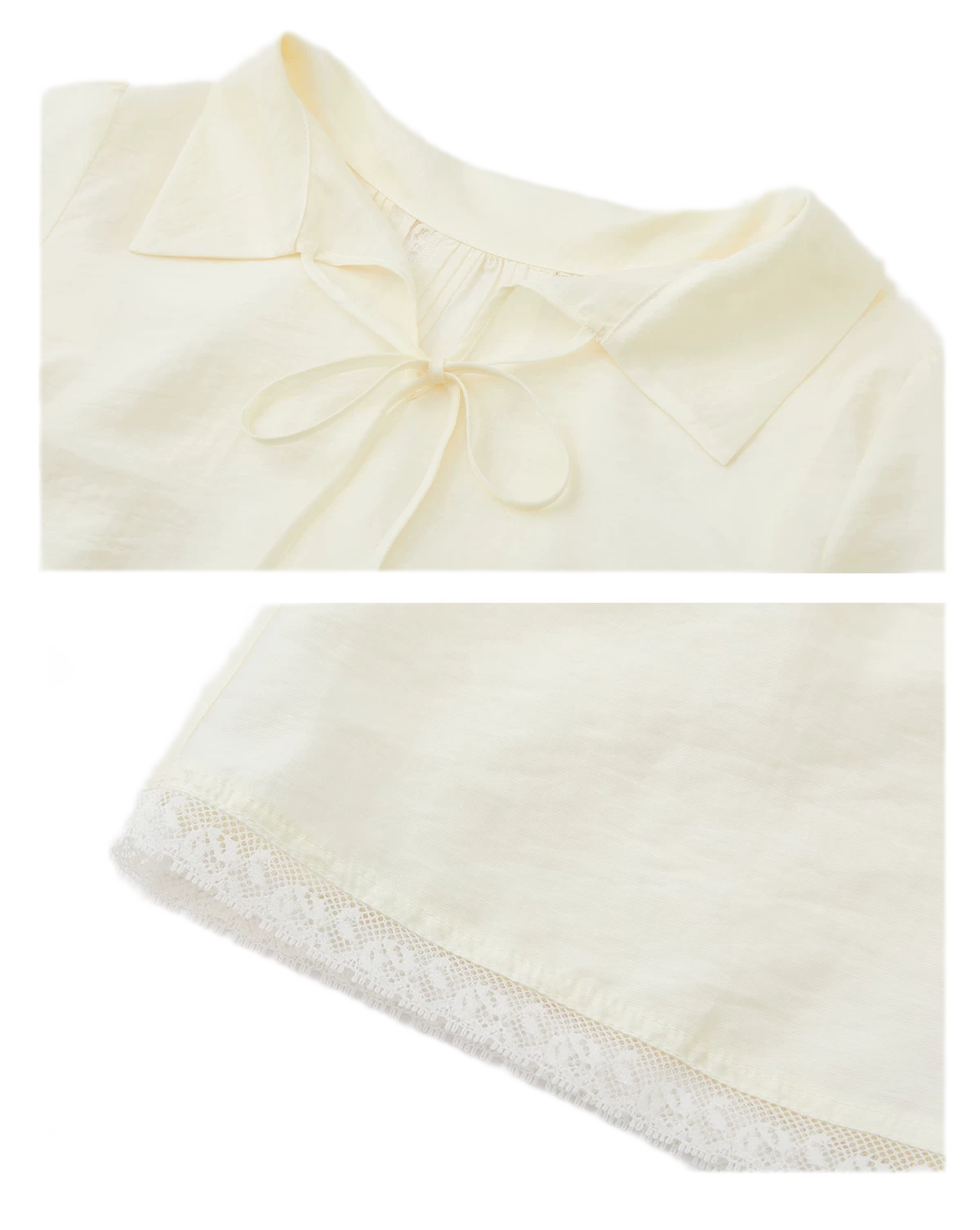 Pintuck Lace Cuff Blouse