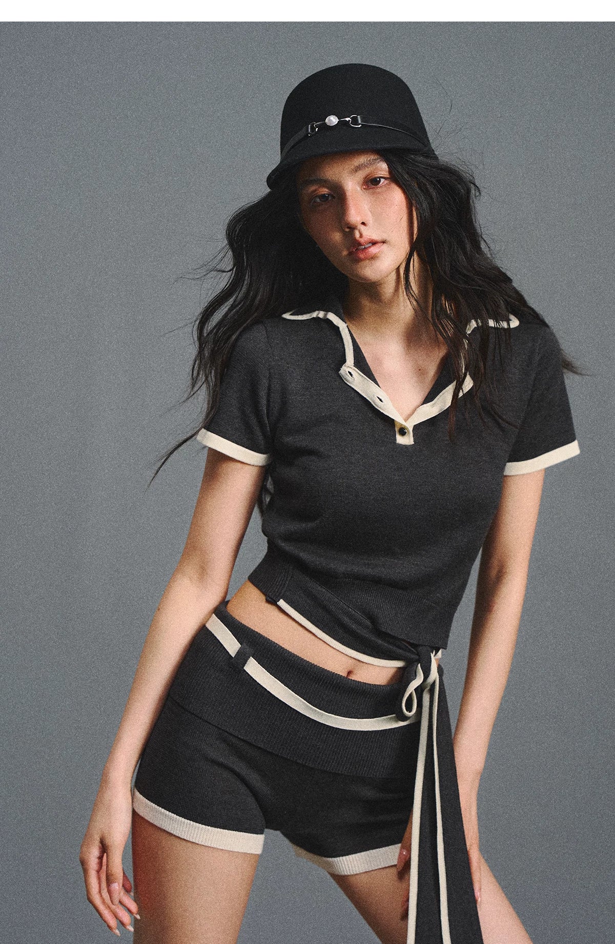 Lyocell Breathable Polo Collar T-Shirt &amp; Contrast Cuff