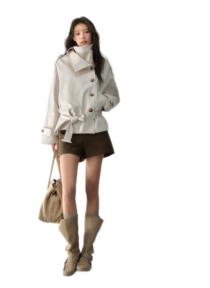 Trench coat in twill ad alta densità con cintura