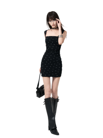 Star Print Ruched Bodycon Dress
