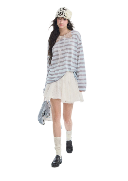 Contrast Lace Bow Blouse
