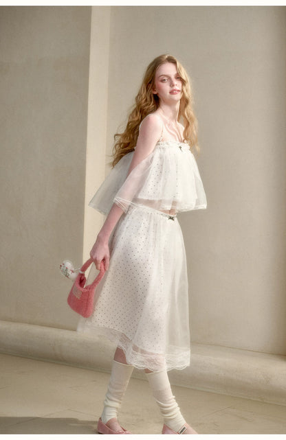 Babydoll Pearl Organza Polka Dot Set