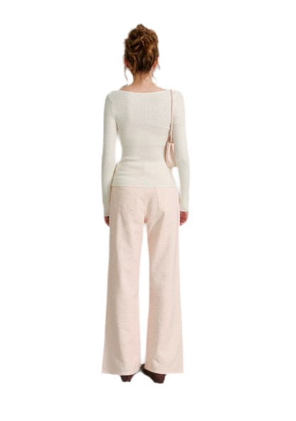 Cotton Lace-Trim Wide-Leg Jeans