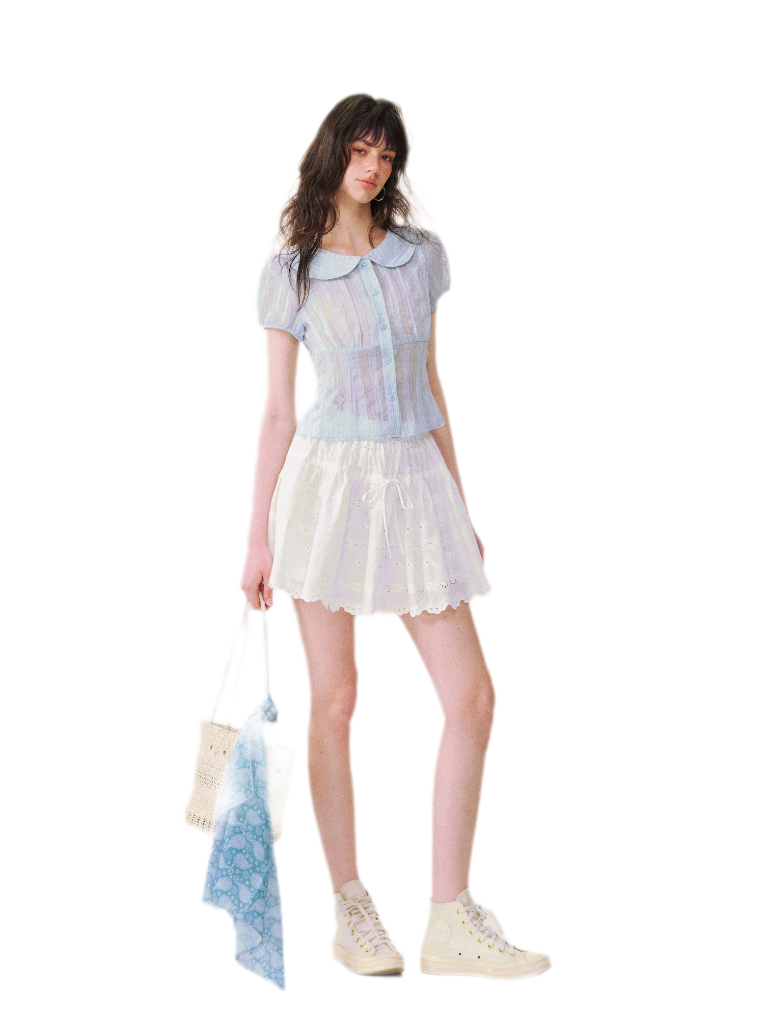 Lace Trim Puff Shirt