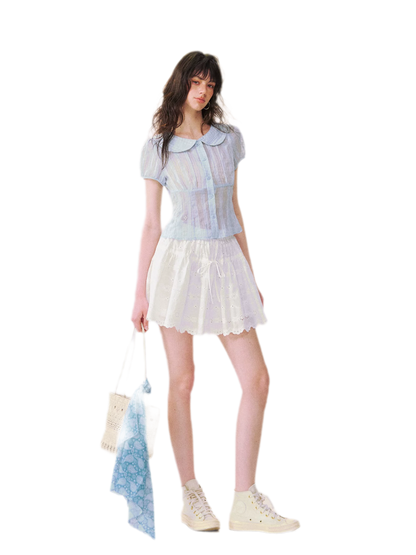 Lace Trim Puff Shirt