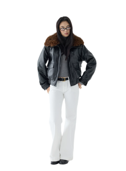 Oil-Wax Cropped PU Jacket