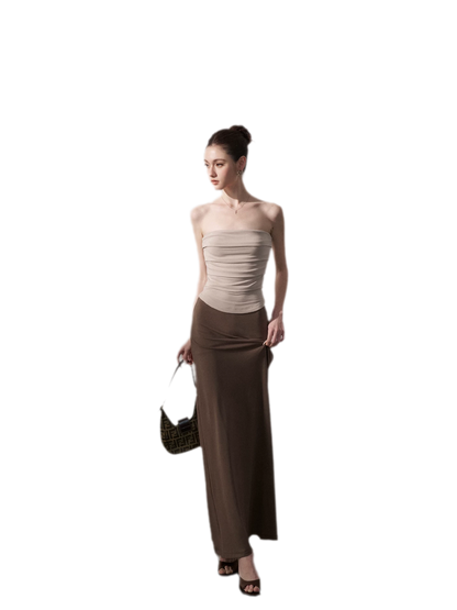 Colorblock Pleated Knit Dress