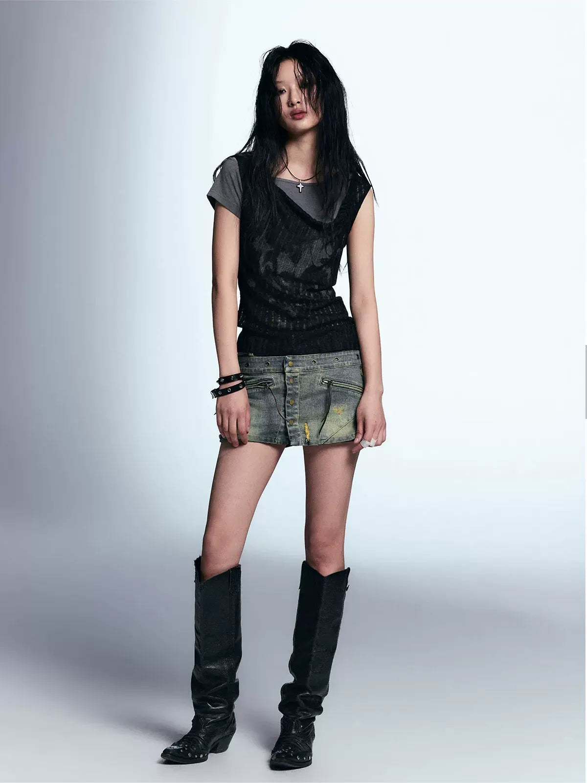 Punk Graffiti Layered T‑Shirt