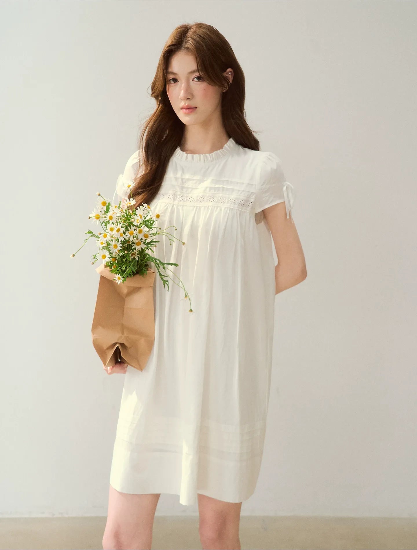 Embroidered Ruffle Dress