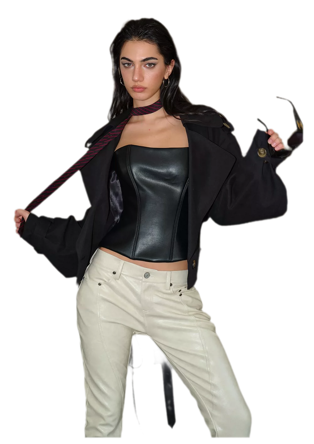 Cropped Belted Trench Jacket