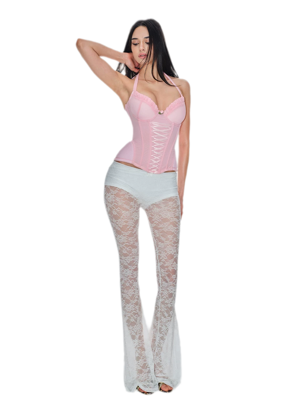 Pink Mesh Corset Bustier