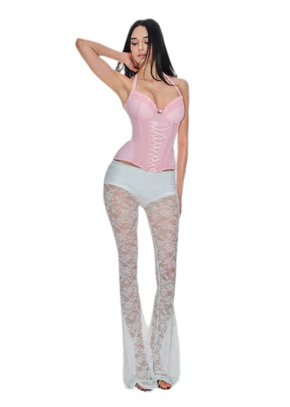 Pink Mesh Corset Bustier
