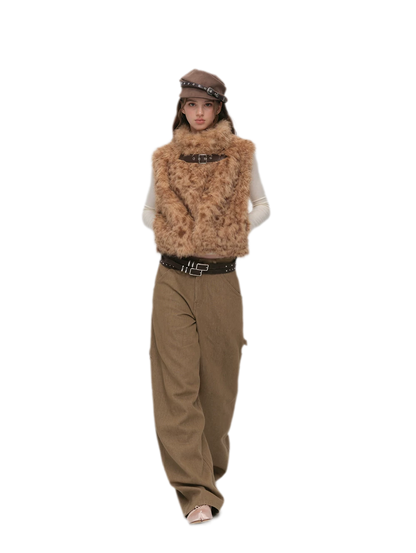Detachable Sleeve Faux Fur Vest