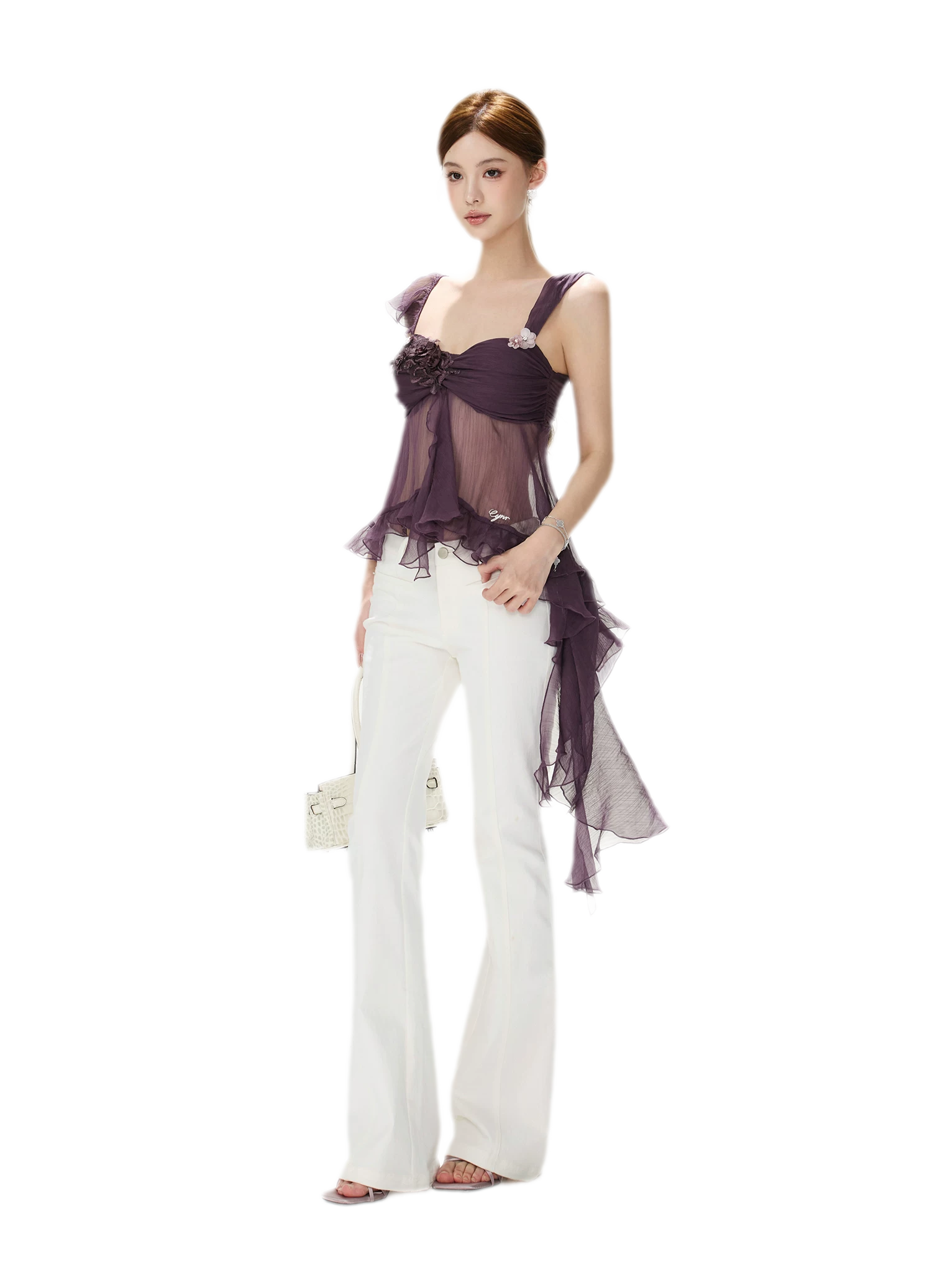 CYNR Misty Chiffon Ruffle Cami – view 12