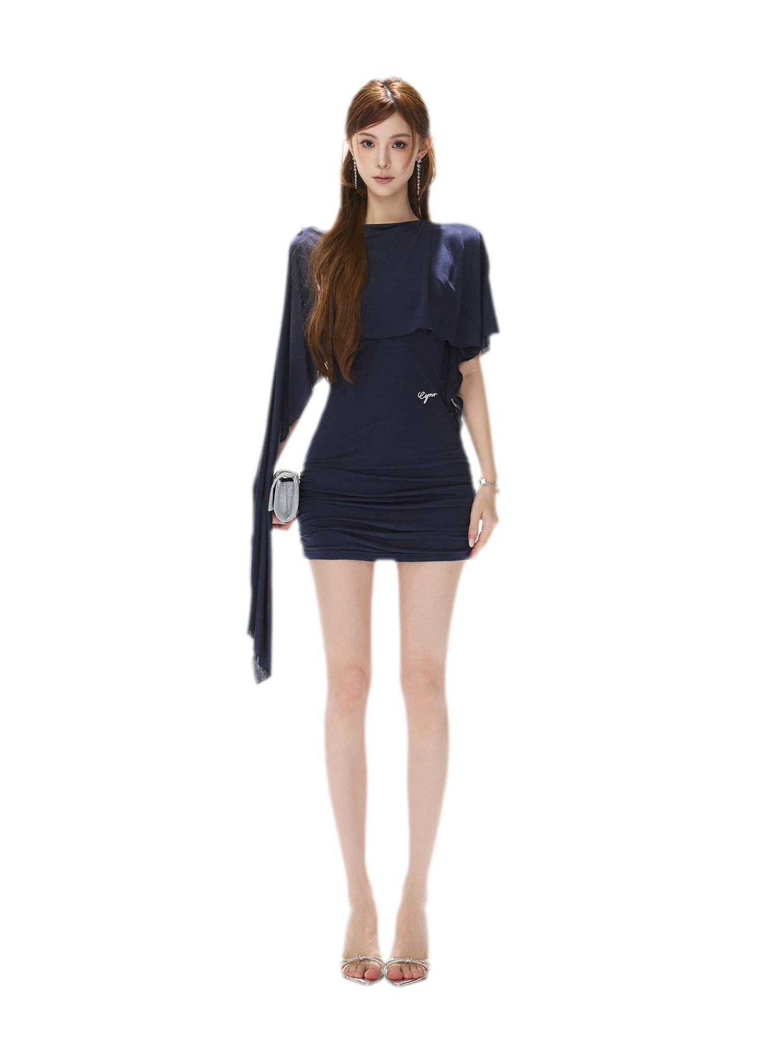 Cape One-Shoulder Dress