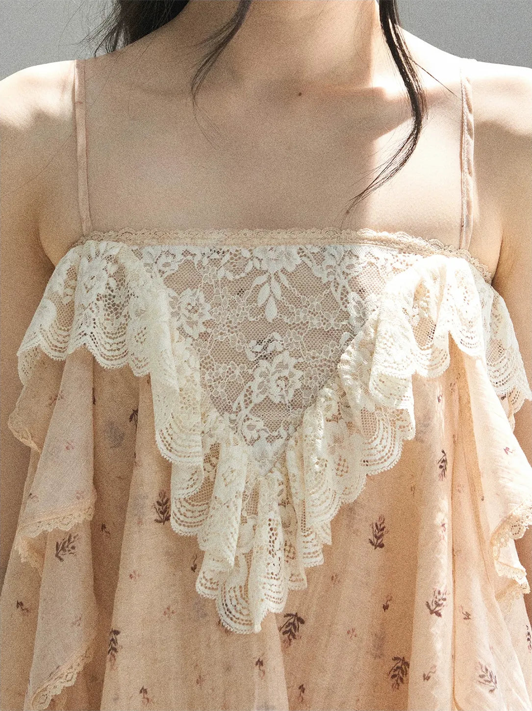 Lace Trim Asymmetric Cami