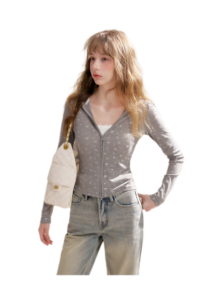 Lyocell Rose Zip Hoodie