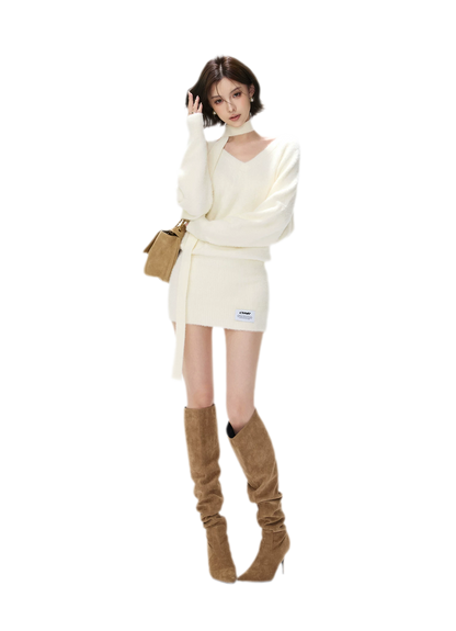 Plush V-Neck Convertible Sweater