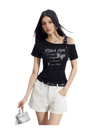 One-Shoulder Butterfly Tee