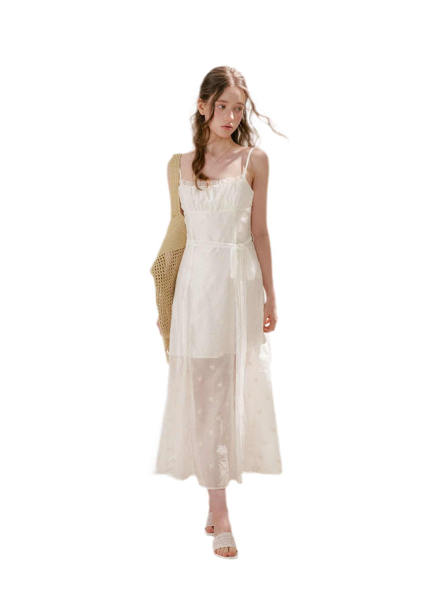 French Embroidered A-line Dress