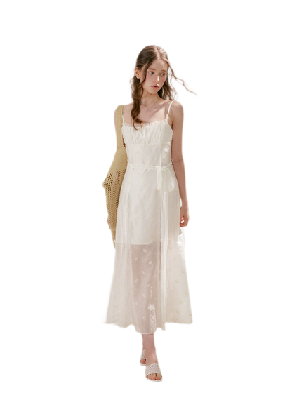 French Embroidered A-line Dress
