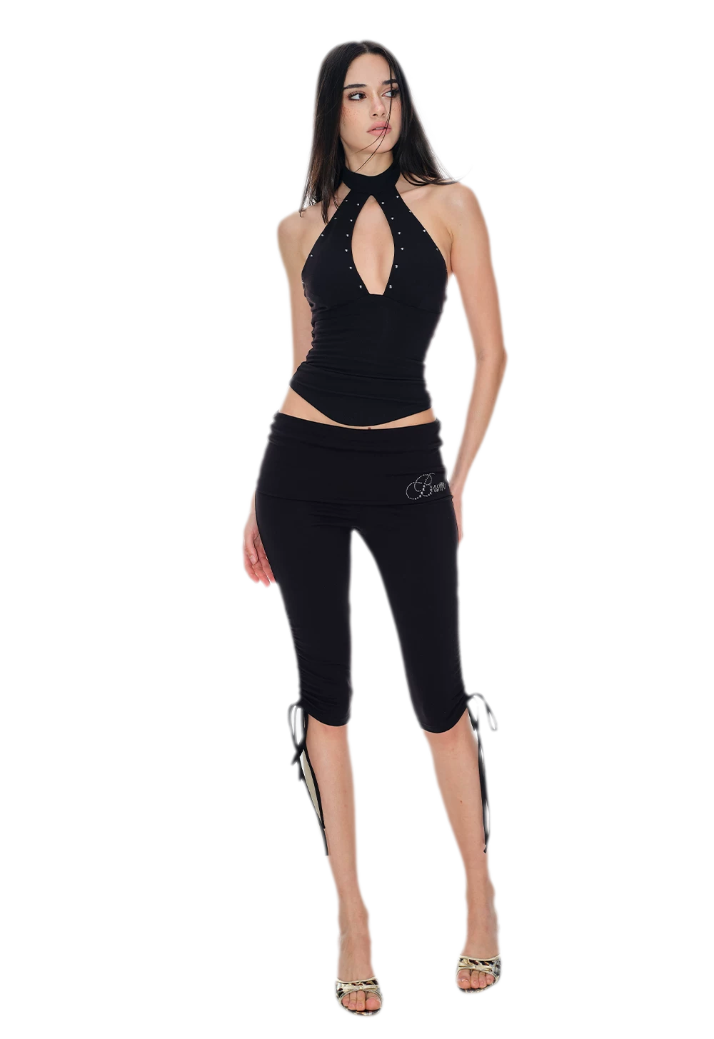 Stud Keyhole Halter Vest