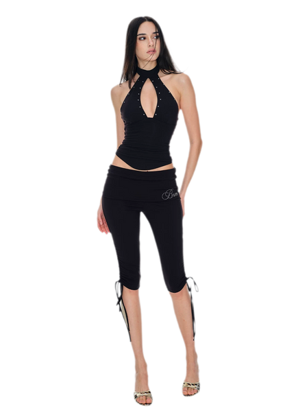 Stud Keyhole Halter Vest