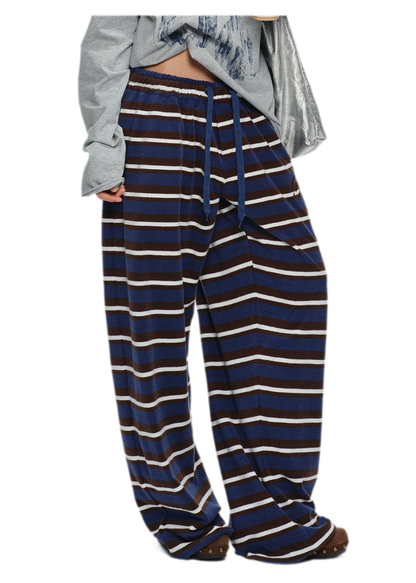 Embroidered Stripe Wide-Leg Pants