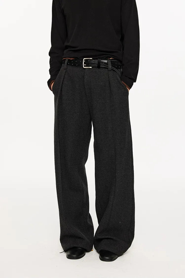 500G Houndstooth Pleated Wide-Leg Pants