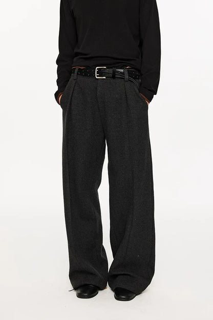 500G Houndstooth Pleated Wide-Leg Pants