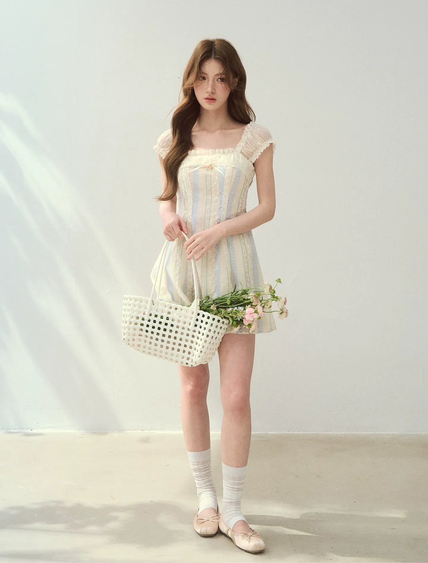 Floral Stripe A-Line Dress