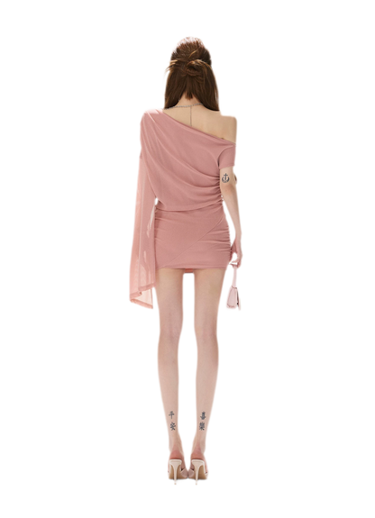 Asymmetric Silver Knit Dress