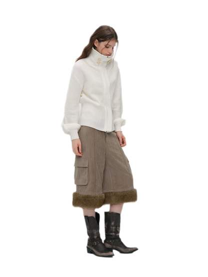 Waffle Knit Toggle Collar Cardigan
