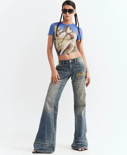 Mesh Ruffle Fit Tee