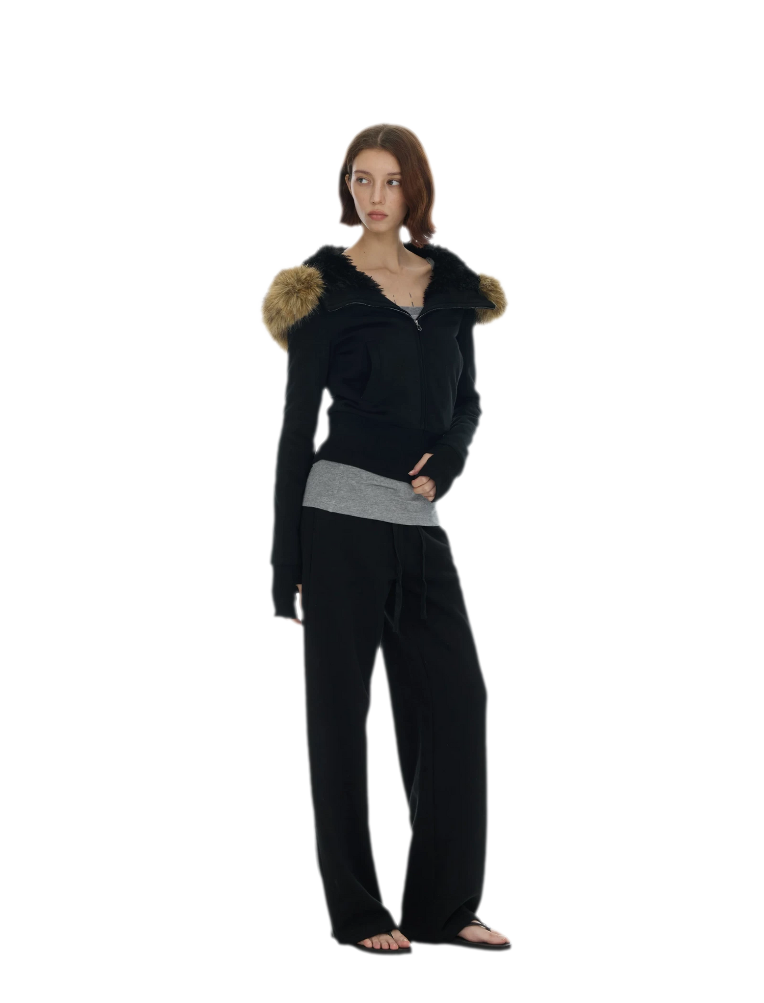 Detachable Fur Collar Hoodie Jacket