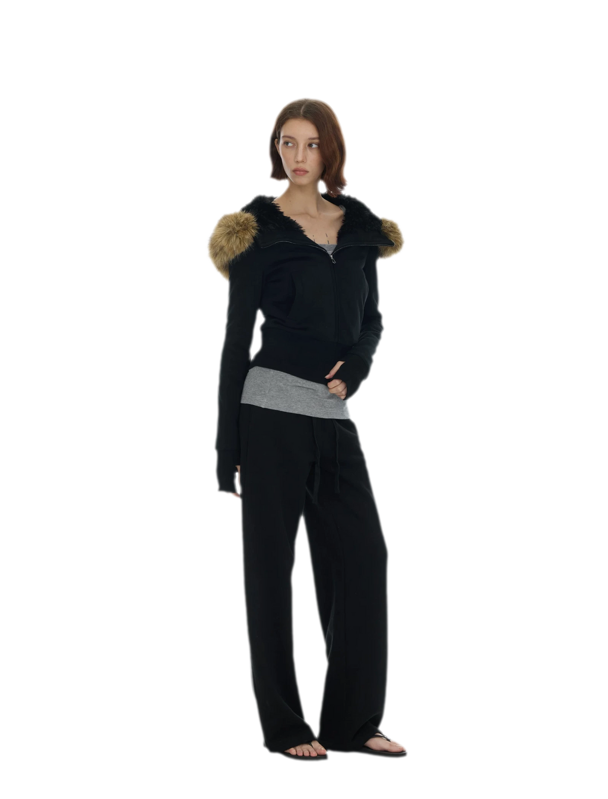 Detachable Fur Collar Hoodie Jacket
