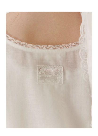 Lace Trim Puff Sleeve T-Shirt