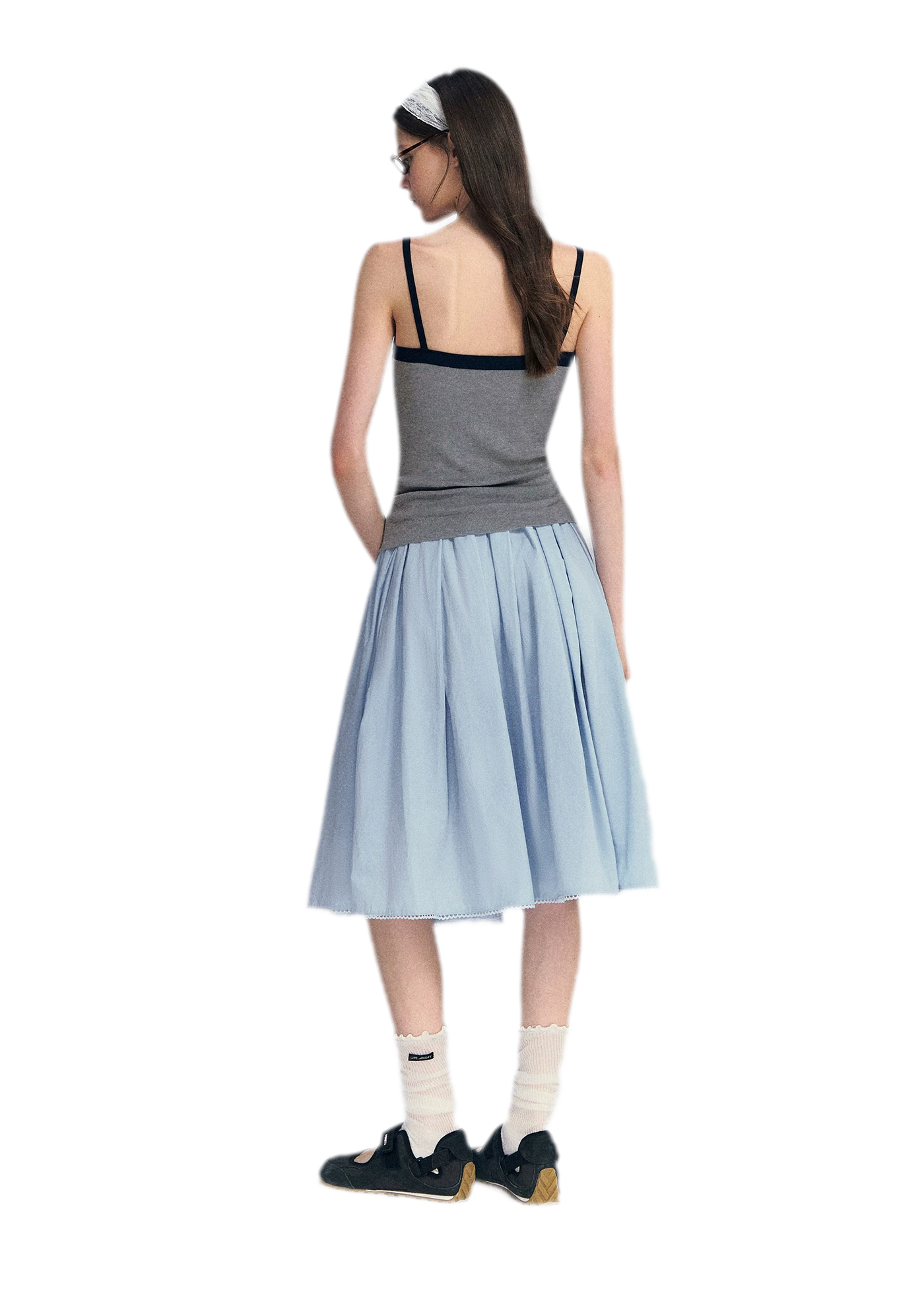 Blue Lace Midi Skirt